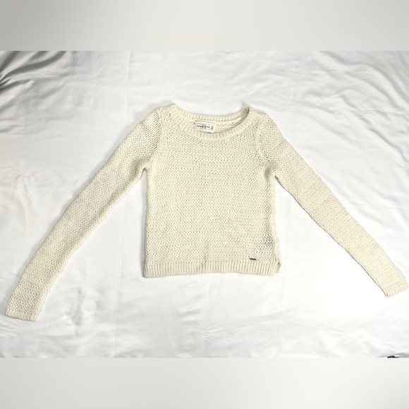 Abercrombie and Fitch Wool Blend Cropped Knit Sweater - Ivory/Cream - XS - Picture 5 of 12